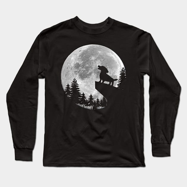 Dachshund Howling Moon Long Sleeve T-Shirt by Forever Pawsome